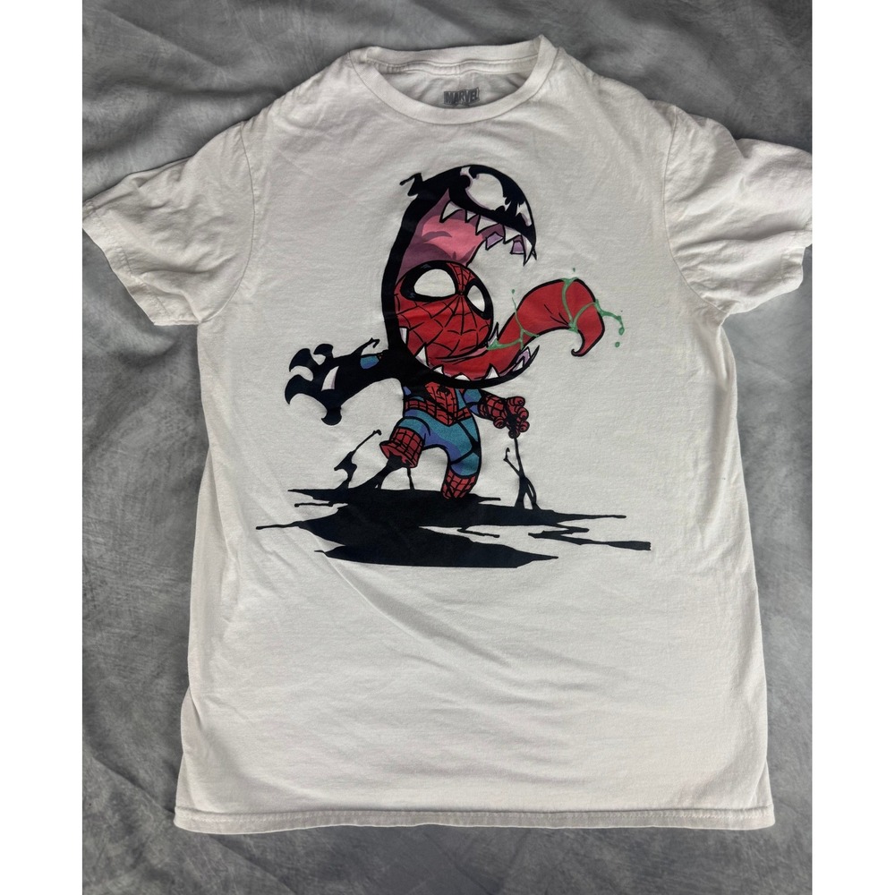 Marvel Spider-Man Venom Chibi Symbiote Graphic T-Shirt White Small SM